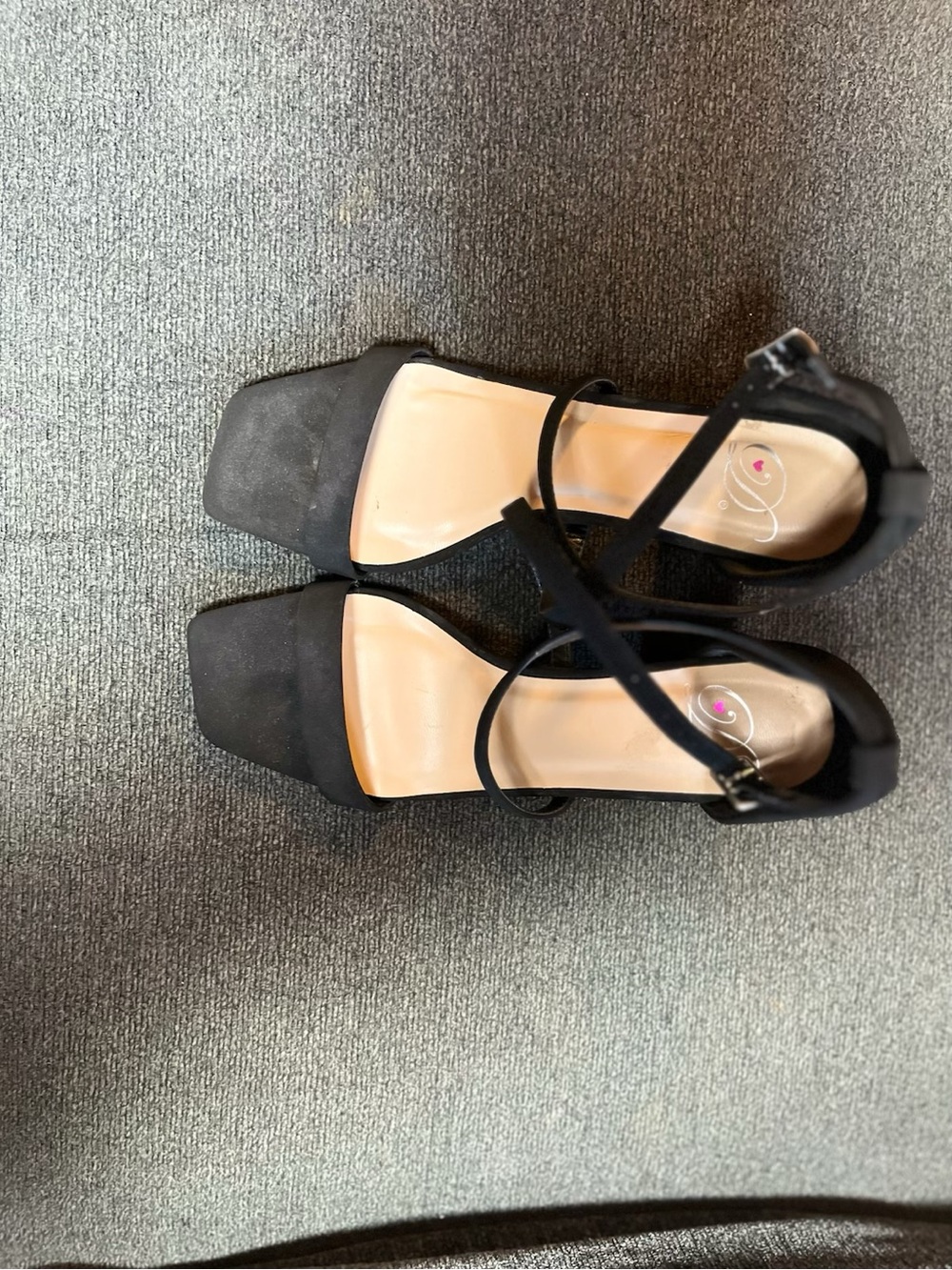 Delicious Black Strappy Square-Toe Block Heels - Picture 3 of 5